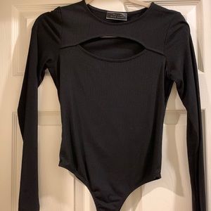 Black Long Sleeve Cut Out Bodysuit